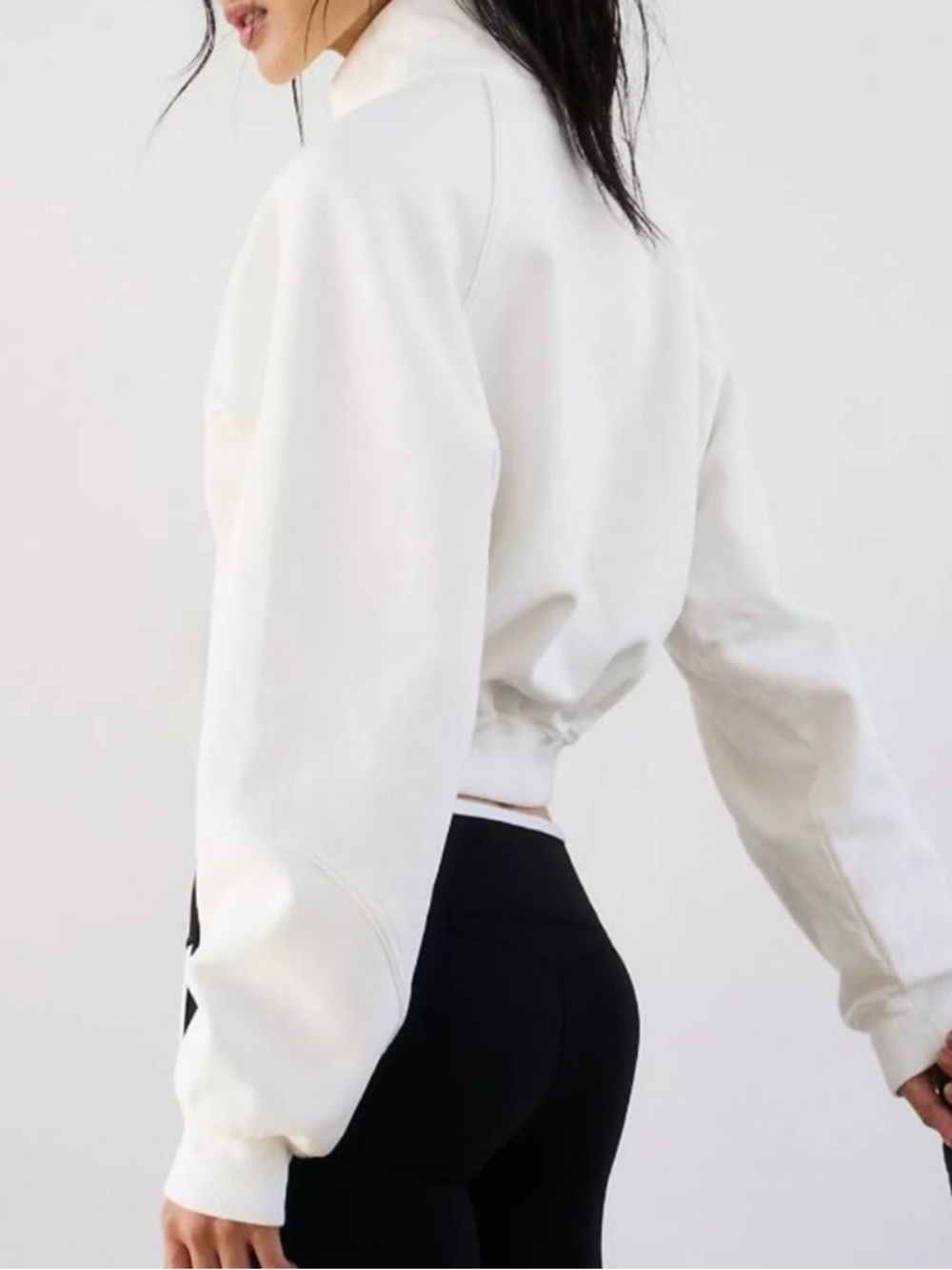 NWT Free People Movement For The Win Logo Half Zip White Burgundy Sweatshirt Med - Picture 3 of 9